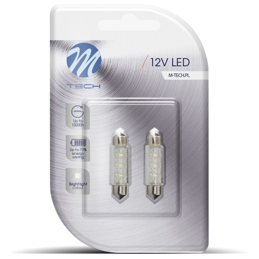 Set 2 Buc Bec Led M-Tech C5W 12V SV8,5-8 Alb LB046W